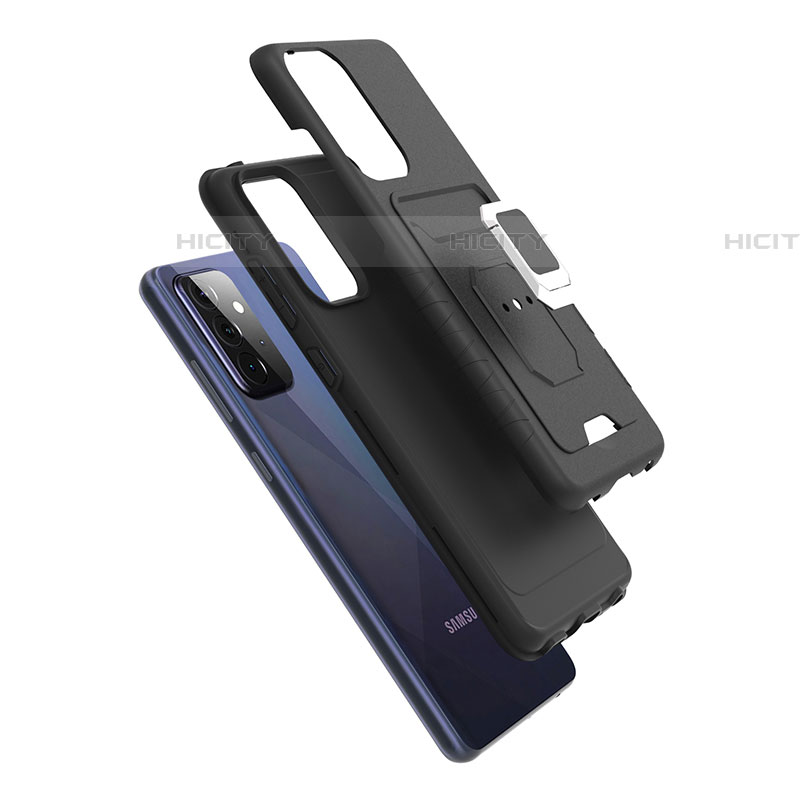 Funda Bumper Silicona y Plastico Mate Carcasa con Magnetico Anillo de dedo Soporte J03S para Samsung Galaxy A72 4G