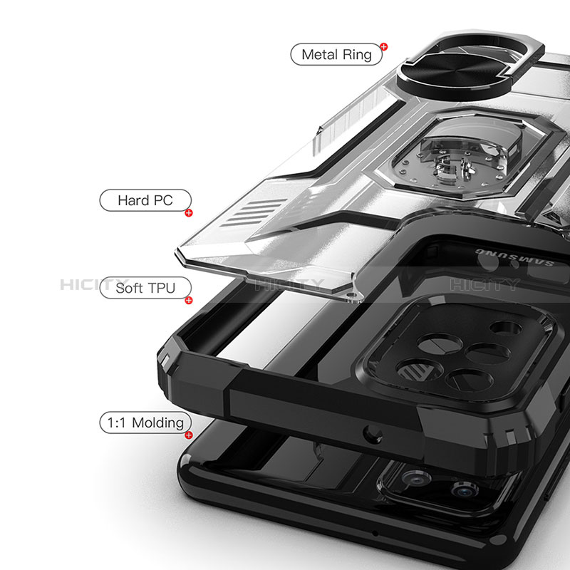 Funda Bumper Silicona y Plastico Mate Carcasa con Magnetico Anillo de dedo Soporte J03S para Samsung Galaxy F12