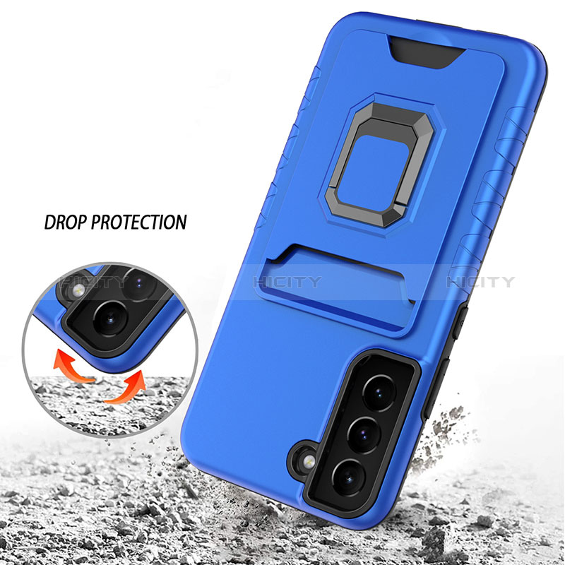 Funda Bumper Silicona y Plastico Mate Carcasa con Magnetico Anillo de dedo Soporte J03S para Samsung Galaxy S23 Plus 5G