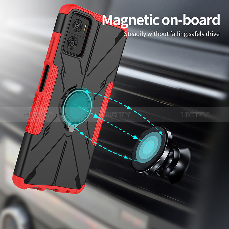 Funda Bumper Silicona y Plastico Mate Carcasa con Magnetico Anillo de dedo Soporte JX1 para Motorola Moto E22