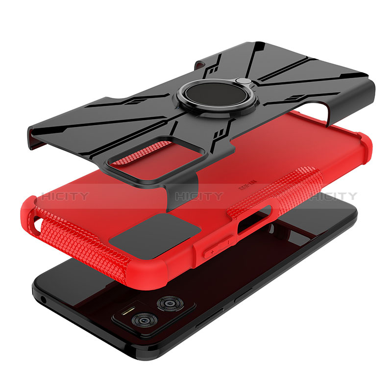 Funda Bumper Silicona y Plastico Mate Carcasa con Magnetico Anillo de dedo Soporte JX1 para Motorola Moto E22