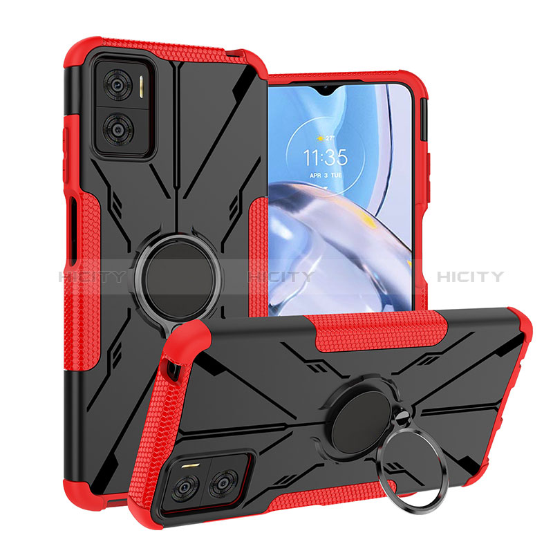 Funda Bumper Silicona y Plastico Mate Carcasa con Magnetico Anillo de dedo Soporte JX1 para Motorola Moto E22