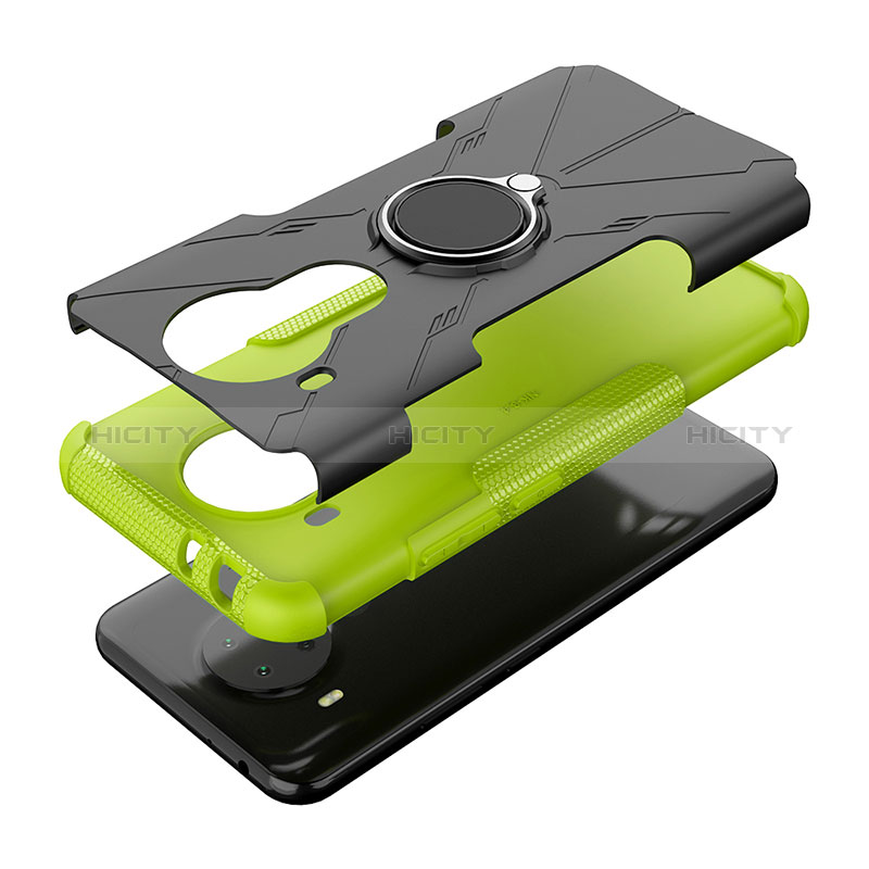 Funda Bumper Silicona y Plastico Mate Carcasa con Magnetico Anillo de dedo Soporte JX1 para Nokia 5.4