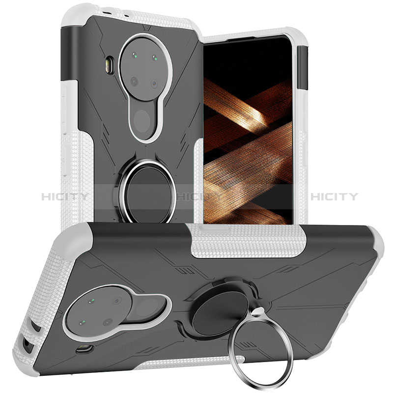 Funda Bumper Silicona y Plastico Mate Carcasa con Magnetico Anillo de dedo Soporte JX1 para Nokia 5.4