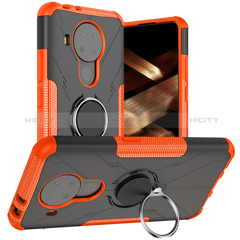 Funda Bumper Silicona y Plastico Mate Carcasa con Magnetico Anillo de dedo Soporte JX1 para Nokia 5.4