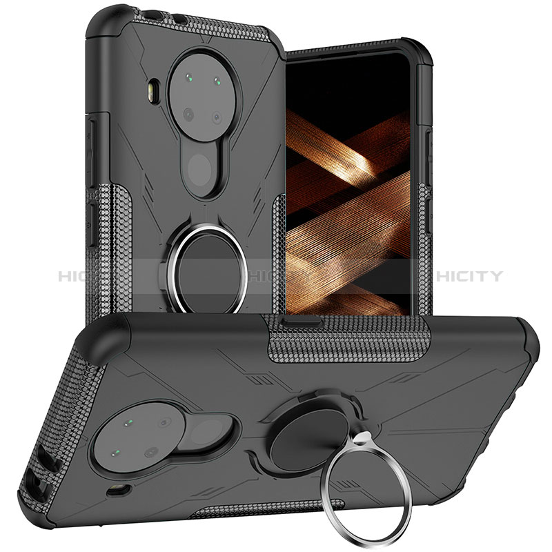 Funda Bumper Silicona y Plastico Mate Carcasa con Magnetico Anillo de dedo Soporte JX1 para Nokia 5.4