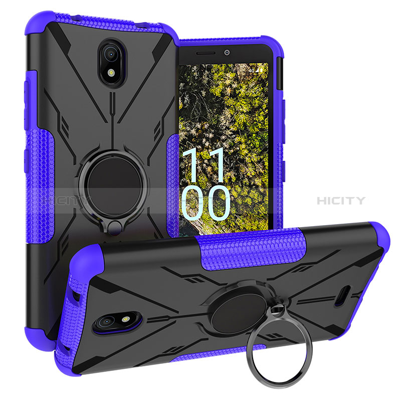 Funda Bumper Silicona y Plastico Mate Carcasa con Magnetico Anillo de dedo Soporte JX1 para Nokia C100