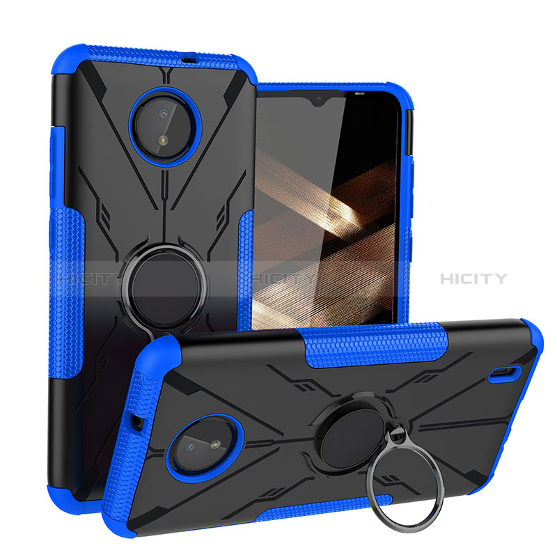 Funda Bumper Silicona y Plastico Mate Carcasa con Magnetico Anillo de dedo Soporte JX1 para Nokia C20