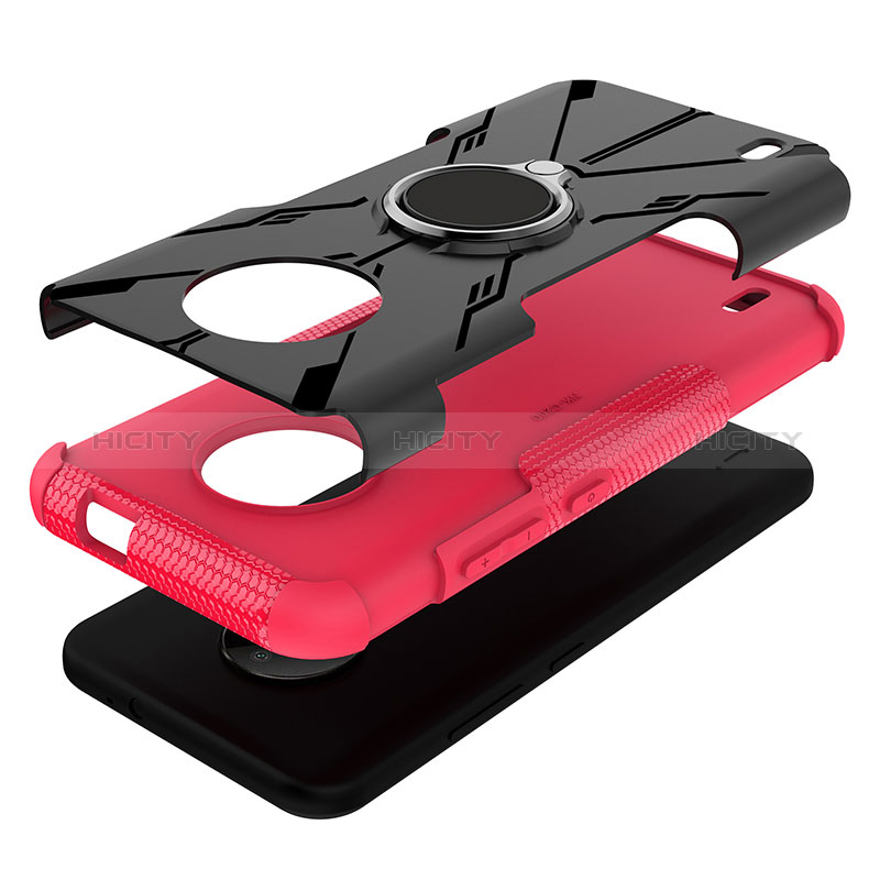 Funda Bumper Silicona y Plastico Mate Carcasa con Magnetico Anillo de dedo Soporte JX1 para Nokia C200