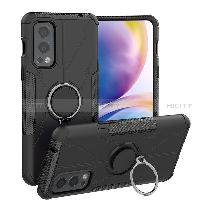 Funda Bumper Silicona y Plastico Mate Carcasa con Magnetico Anillo de dedo Soporte JX1 para OnePlus Nord 2 5G