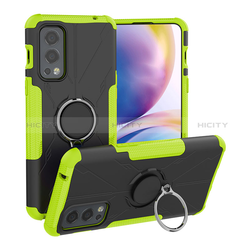 Funda Bumper Silicona y Plastico Mate Carcasa con Magnetico Anillo de dedo Soporte JX1 para OnePlus Nord 2 5G