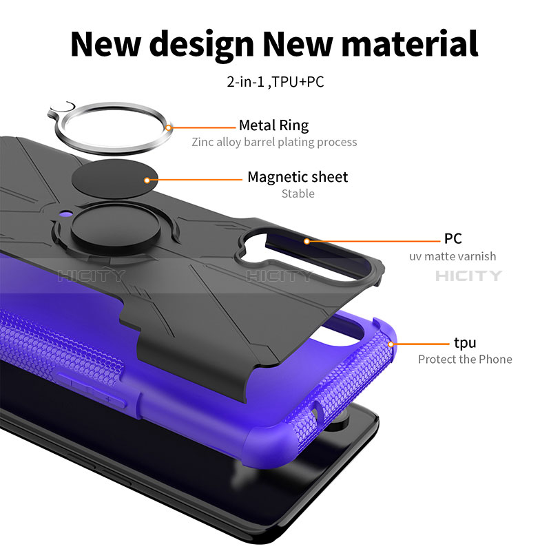 Funda Bumper Silicona y Plastico Mate Carcasa con Magnetico Anillo de dedo Soporte JX1 para OnePlus Nord CE 5G