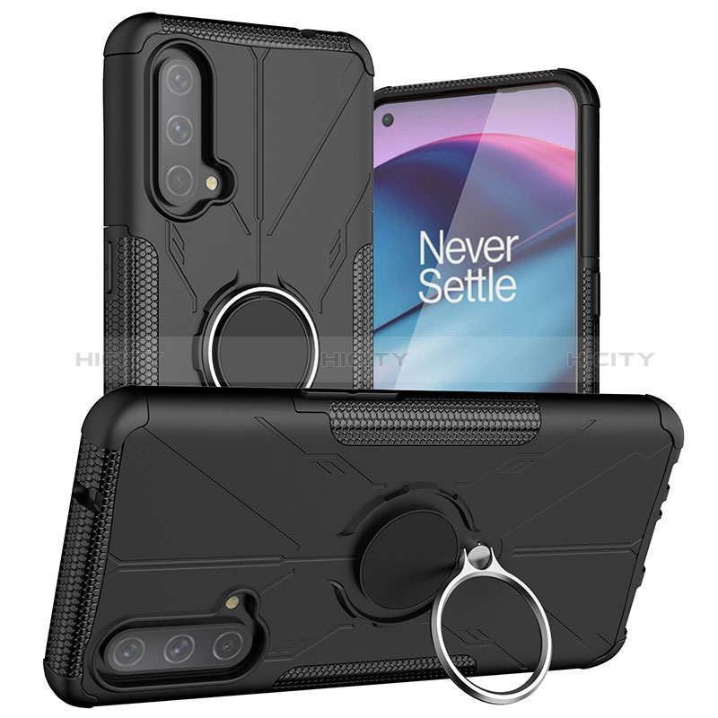 Funda Bumper Silicona y Plastico Mate Carcasa con Magnetico Anillo de dedo Soporte JX1 para OnePlus Nord CE 5G