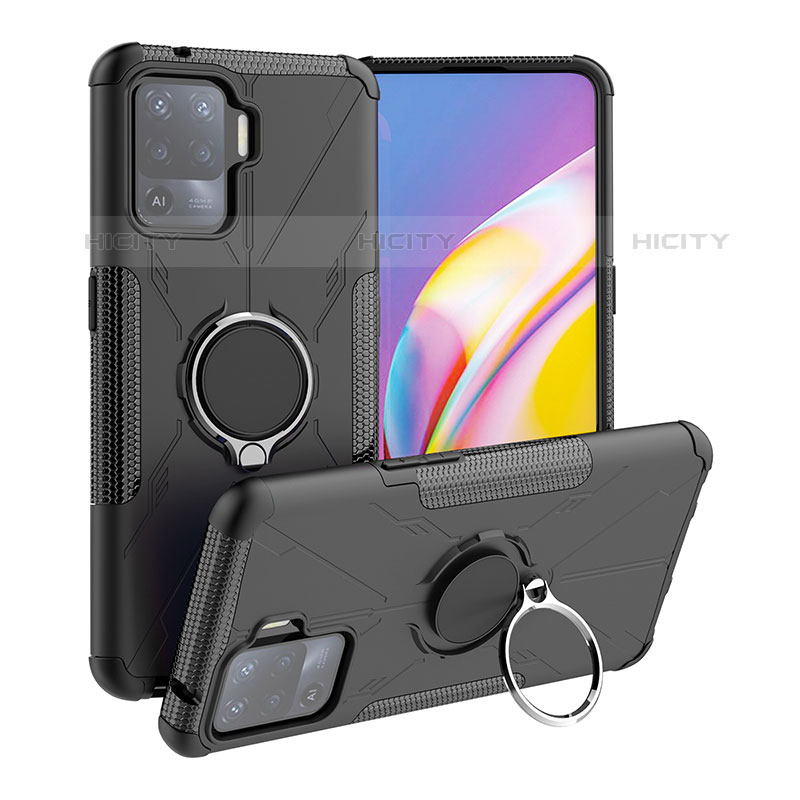 Funda Bumper Silicona y Plastico Mate Carcasa con Magnetico Anillo de dedo Soporte JX1 para Oppo A94 4G