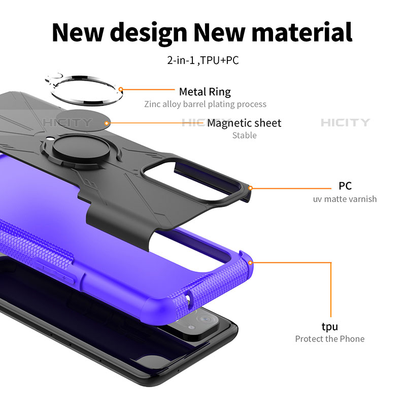 Funda Bumper Silicona y Plastico Mate Carcasa con Magnetico Anillo de dedo Soporte JX1 para Oppo A94 5G