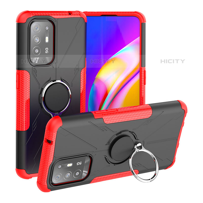 Funda Bumper Silicona y Plastico Mate Carcasa con Magnetico Anillo de dedo Soporte JX1 para Oppo A94 5G