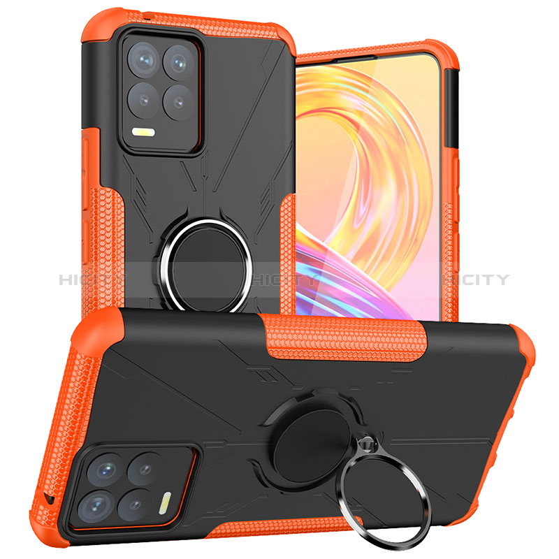 Funda Bumper Silicona y Plastico Mate Carcasa con Magnetico Anillo de dedo Soporte JX1 para Realme 8 4G