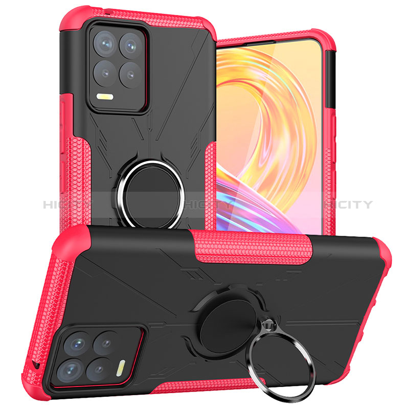 Funda Bumper Silicona y Plastico Mate Carcasa con Magnetico Anillo de dedo Soporte JX1 para Realme 8 4G