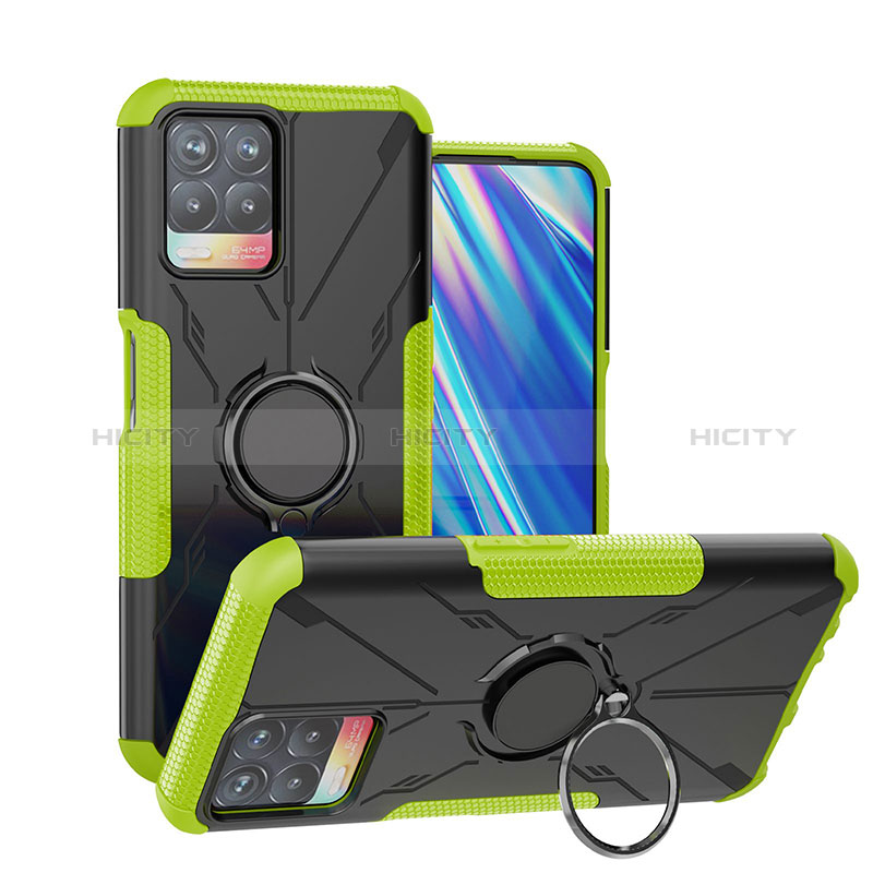 Funda Bumper Silicona y Plastico Mate Carcasa con Magnetico Anillo de dedo Soporte JX1 para Realme 8i