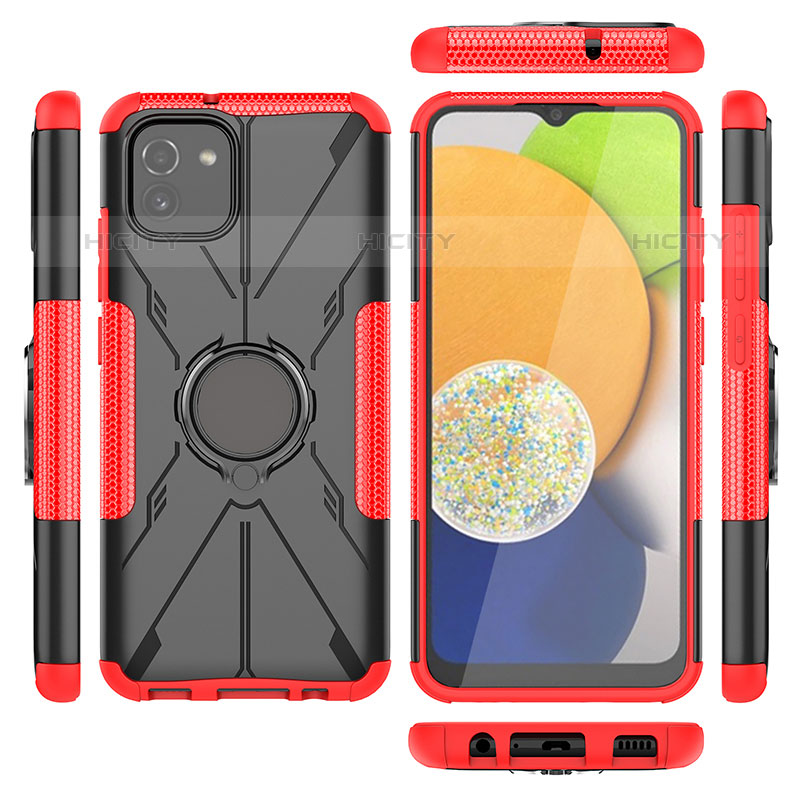 Funda Bumper Silicona y Plastico Mate Carcasa con Magnetico Anillo de dedo Soporte JX1 para Samsung Galaxy A03