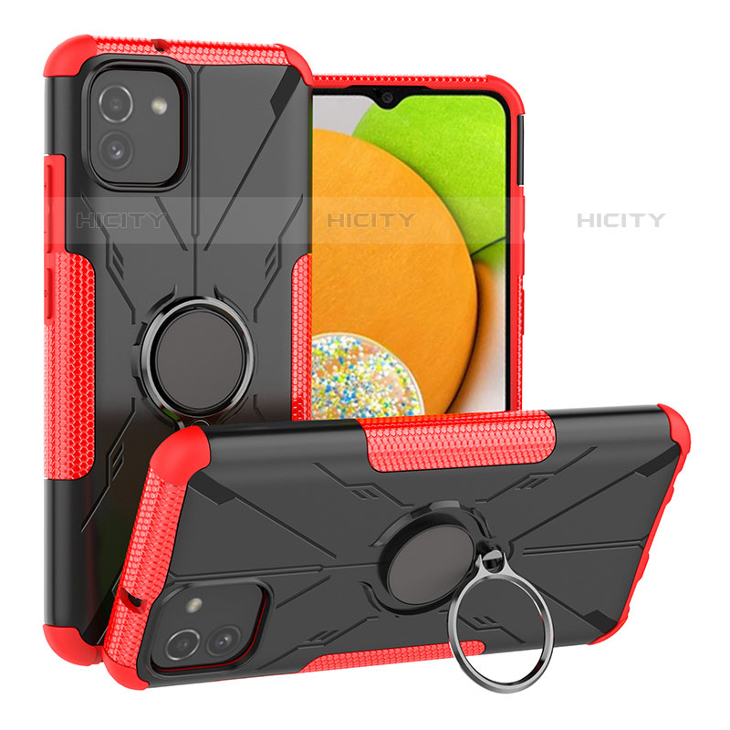 Funda Bumper Silicona y Plastico Mate Carcasa con Magnetico Anillo de dedo Soporte JX1 para Samsung Galaxy A03