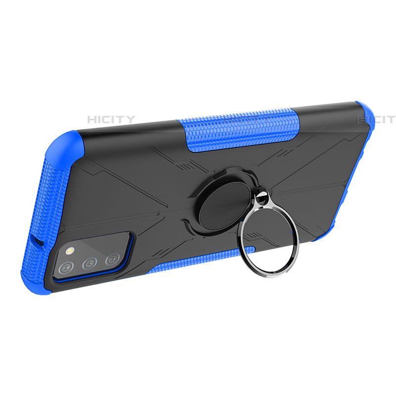 Funda Bumper Silicona y Plastico Mate Carcasa con Magnetico Anillo de dedo Soporte JX1 para Samsung Galaxy A03s