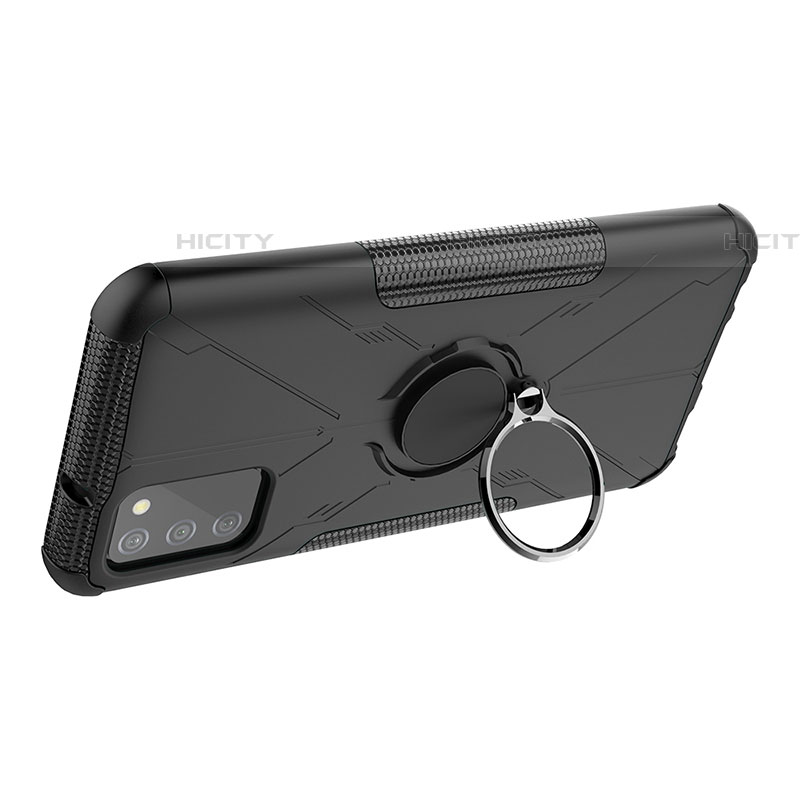 Funda Bumper Silicona y Plastico Mate Carcasa con Magnetico Anillo de dedo Soporte JX1 para Samsung Galaxy A03s