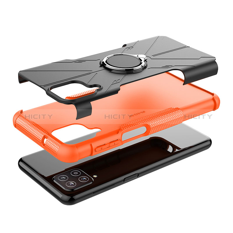 Funda Bumper Silicona y Plastico Mate Carcasa con Magnetico Anillo de dedo Soporte JX1 para Samsung Galaxy A12 5G