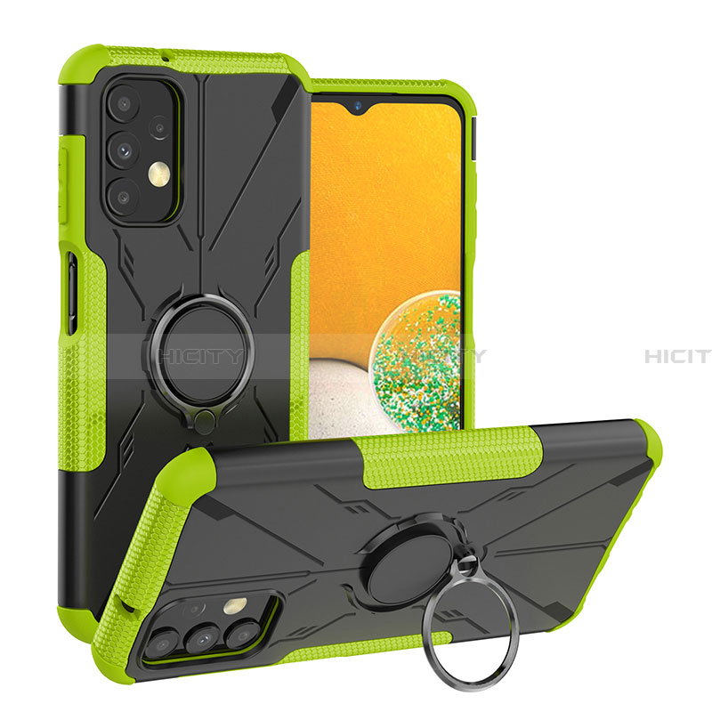 Funda Bumper Silicona y Plastico Mate Carcasa con Magnetico Anillo de dedo Soporte JX1 para Samsung Galaxy A13 4G Verde