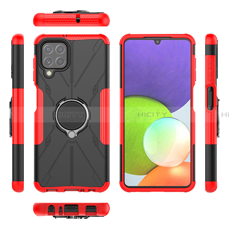 Funda Bumper Silicona y Plastico Mate Carcasa con Magnetico Anillo de dedo Soporte JX1 para Samsung Galaxy A22 4G