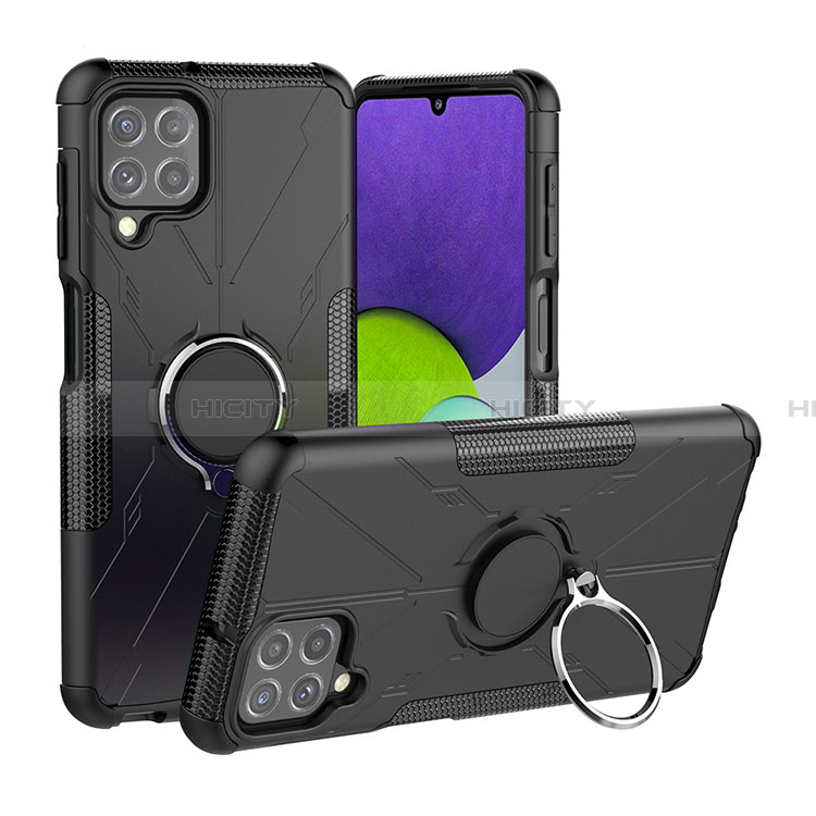 Funda Bumper Silicona y Plastico Mate Carcasa con Magnetico Anillo de dedo Soporte JX1 para Samsung Galaxy A22 4G