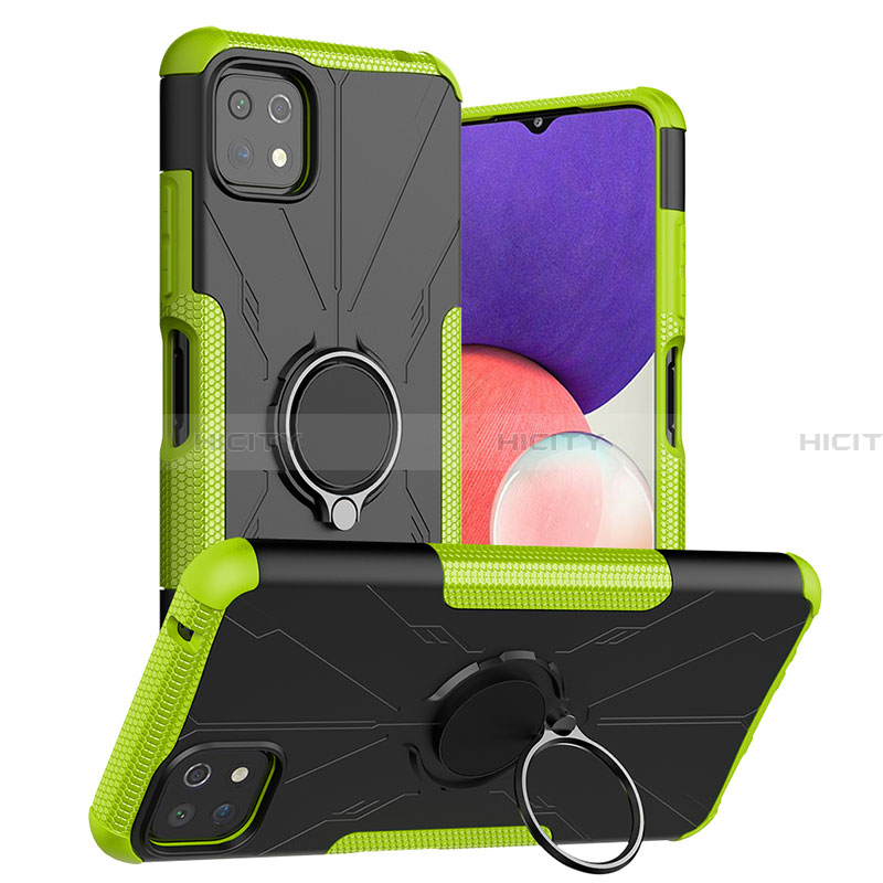 Funda Bumper Silicona y Plastico Mate Carcasa con Magnetico Anillo de dedo Soporte JX1 para Samsung Galaxy A22 5G