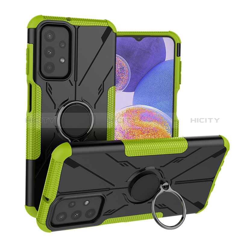 Funda Bumper Silicona y Plastico Mate Carcasa con Magnetico Anillo de dedo Soporte JX1 para Samsung Galaxy A23 5G Verde