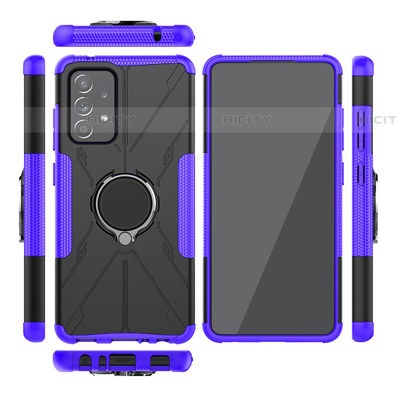 Funda Bumper Silicona y Plastico Mate Carcasa con Magnetico Anillo de dedo Soporte JX1 para Samsung Galaxy A52 4G