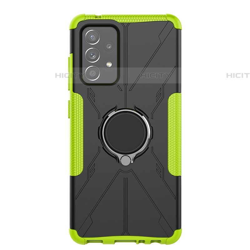 Funda Bumper Silicona y Plastico Mate Carcasa con Magnetico Anillo de dedo Soporte JX1 para Samsung Galaxy A52 4G Verde