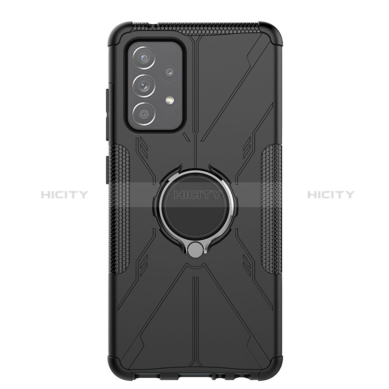 Funda Bumper Silicona y Plastico Mate Carcasa con Magnetico Anillo de dedo Soporte JX1 para Samsung Galaxy A52s 5G Negro