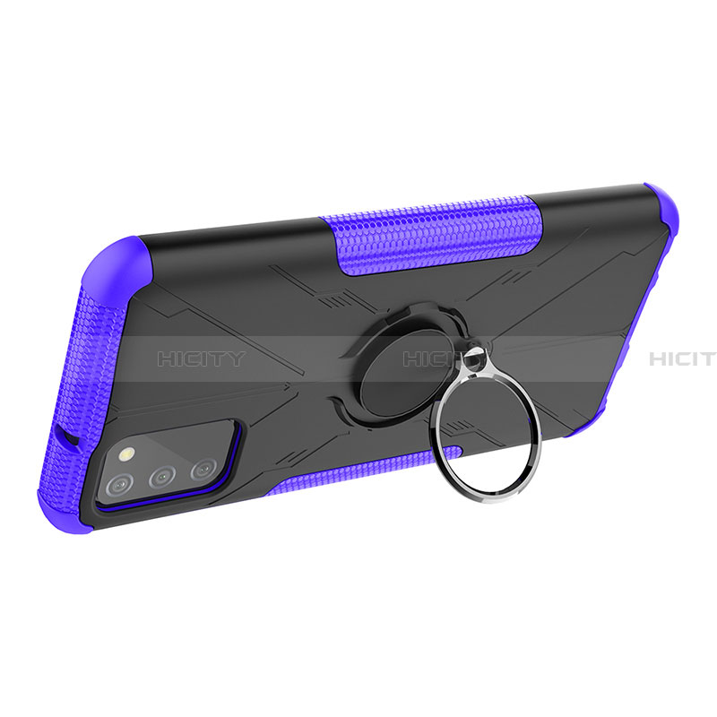 Funda Bumper Silicona y Plastico Mate Carcasa con Magnetico Anillo de dedo Soporte JX1 para Samsung Galaxy F02S SM-E025F