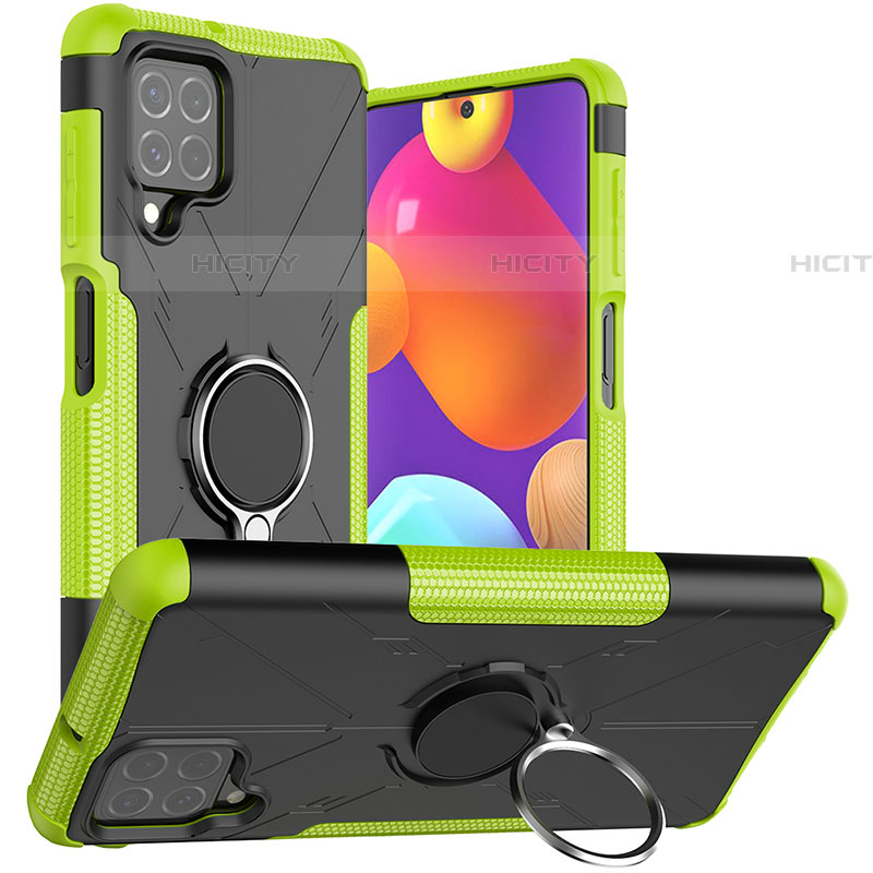 Funda Bumper Silicona y Plastico Mate Carcasa con Magnetico Anillo de dedo Soporte JX1 para Samsung Galaxy F62 5G Verde