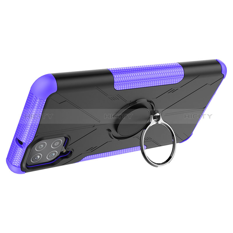 Funda Bumper Silicona y Plastico Mate Carcasa con Magnetico Anillo de dedo Soporte JX1 para Samsung Galaxy M12