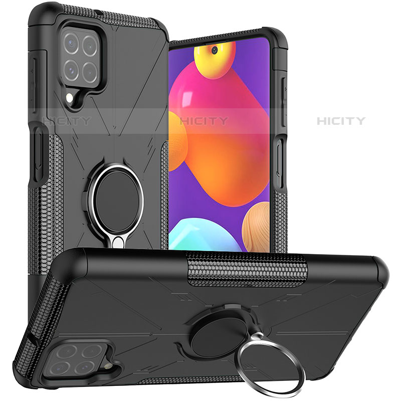 Funda Bumper Silicona y Plastico Mate Carcasa con Magnetico Anillo de dedo Soporte JX1 para Samsung Galaxy M62 4G Negro