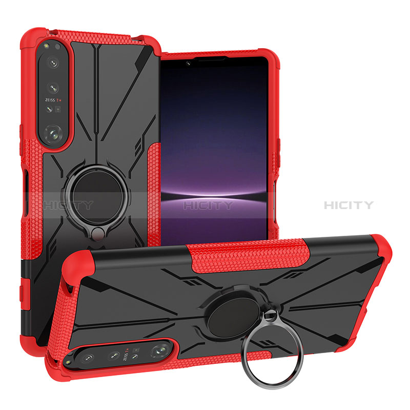 Funda Bumper Silicona y Plastico Mate Carcasa con Magnetico Anillo de dedo Soporte JX1 para Sony Xperia 1 IV