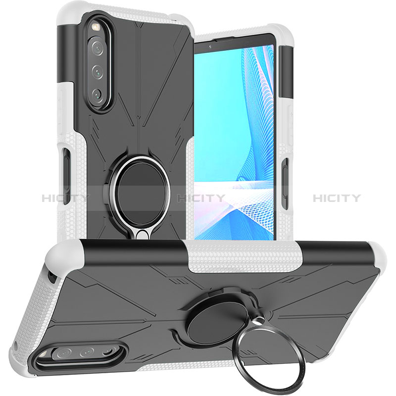 Funda Bumper Silicona y Plastico Mate Carcasa con Magnetico Anillo de dedo Soporte JX1 para Sony Xperia 10 III SO-52B