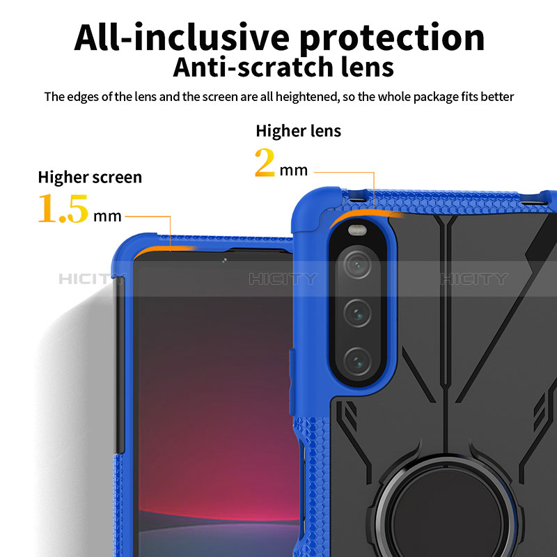 Funda Bumper Silicona y Plastico Mate Carcasa con Magnetico Anillo de dedo Soporte JX1 para Sony Xperia 10 IV