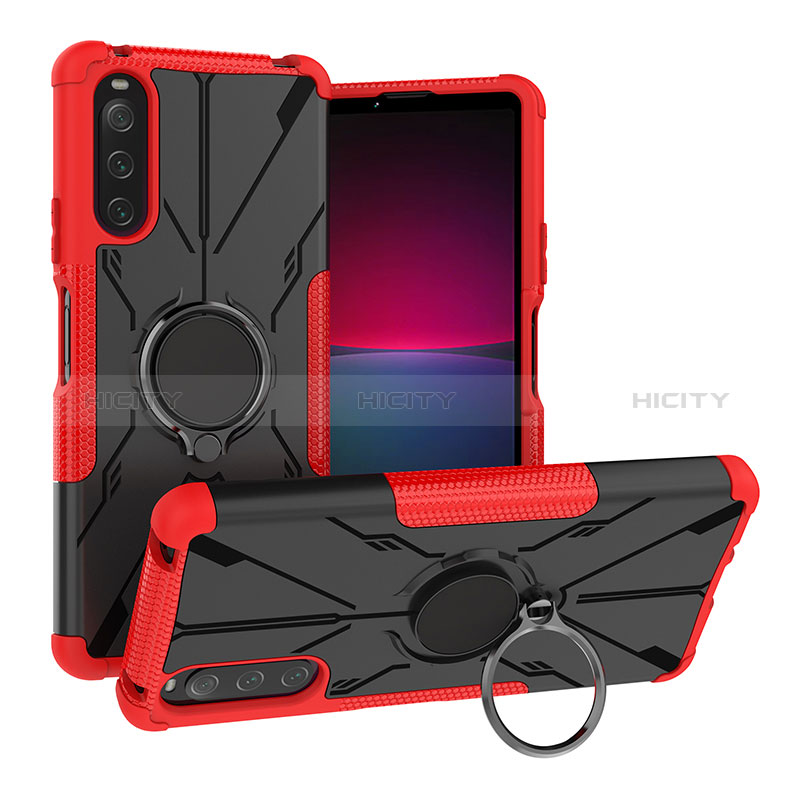 Funda Bumper Silicona y Plastico Mate Carcasa con Magnetico Anillo de dedo Soporte JX1 para Sony Xperia 10 IV