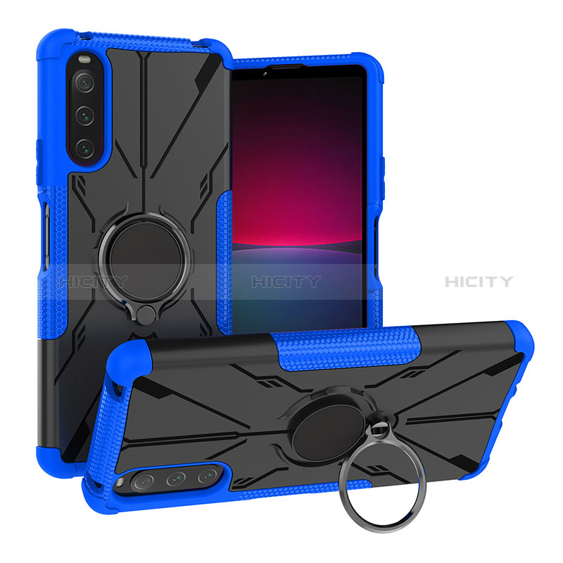 Funda Bumper Silicona y Plastico Mate Carcasa con Magnetico Anillo de dedo Soporte JX1 para Sony Xperia 10 IV