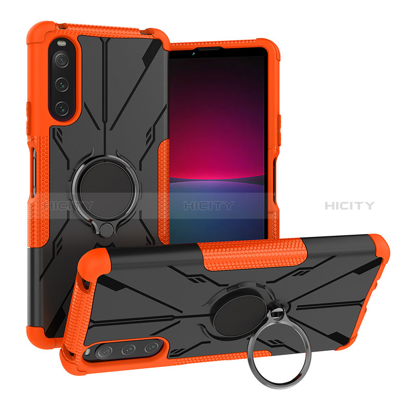 Funda Bumper Silicona y Plastico Mate Carcasa con Magnetico Anillo de dedo Soporte JX1 para Sony Xperia 10 IV