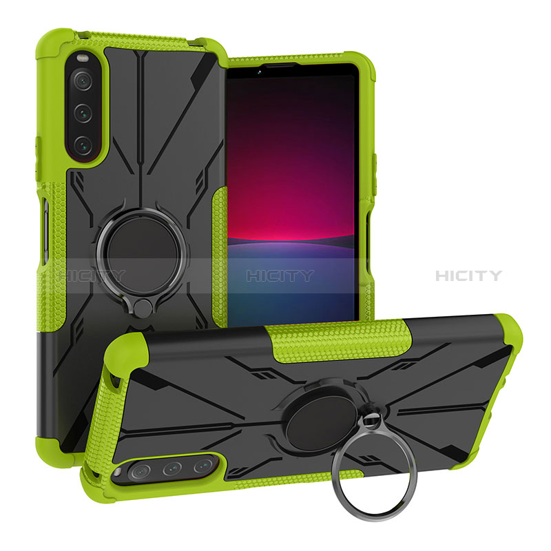 Funda Bumper Silicona y Plastico Mate Carcasa con Magnetico Anillo de dedo Soporte JX1 para Sony Xperia 10 IV