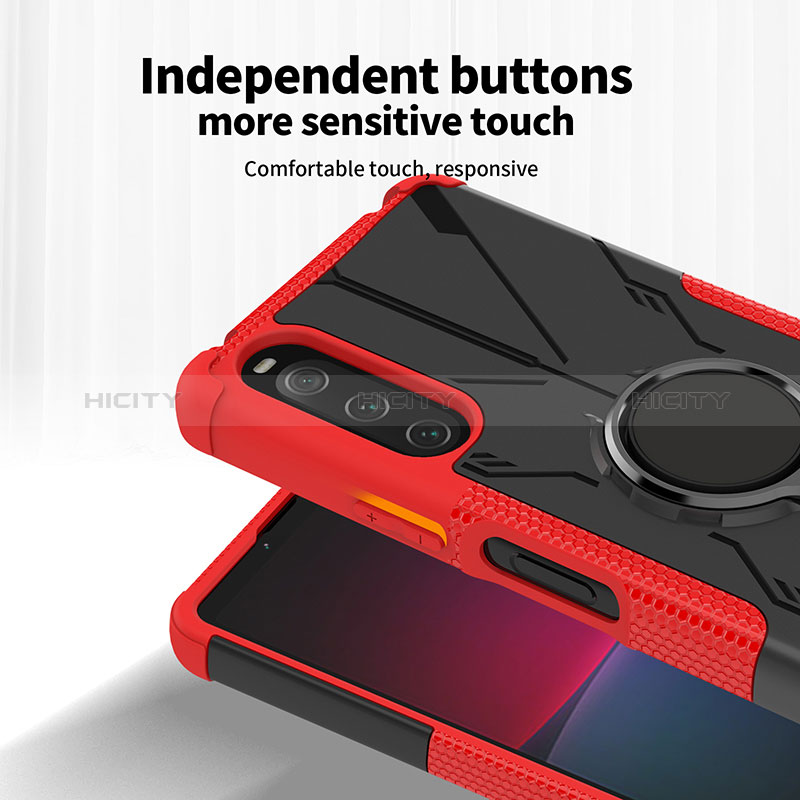 Funda Bumper Silicona y Plastico Mate Carcasa con Magnetico Anillo de dedo Soporte JX1 para Sony Xperia 10 IV SOG07