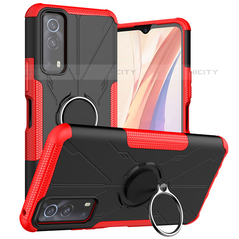 Funda Bumper Silicona y Plastico Mate Carcasa con Magnetico Anillo de dedo Soporte JX1 para Vivo iQOO Z3 5G