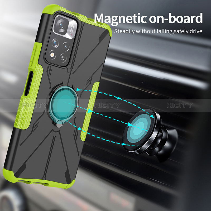 Funda Bumper Silicona y Plastico Mate Carcasa con Magnetico Anillo de dedo Soporte JX1 para Xiaomi Mi 11i 5G (2022)